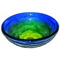 H2H Mare Blue Yellow And Green Swirled Round Glass Vessel Sink 16.5 Inch Diameter Blue Yellow H2104749